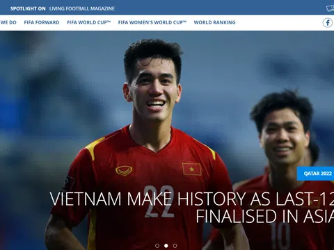 Việt Nam trở thành 'vedette' trên trang chủ FIFA