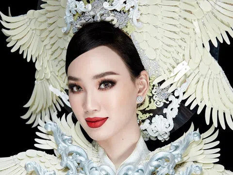Ái Nhi chọn quốc phục áo dài Phượng Hoàng tại Miss Intercontinental 2021